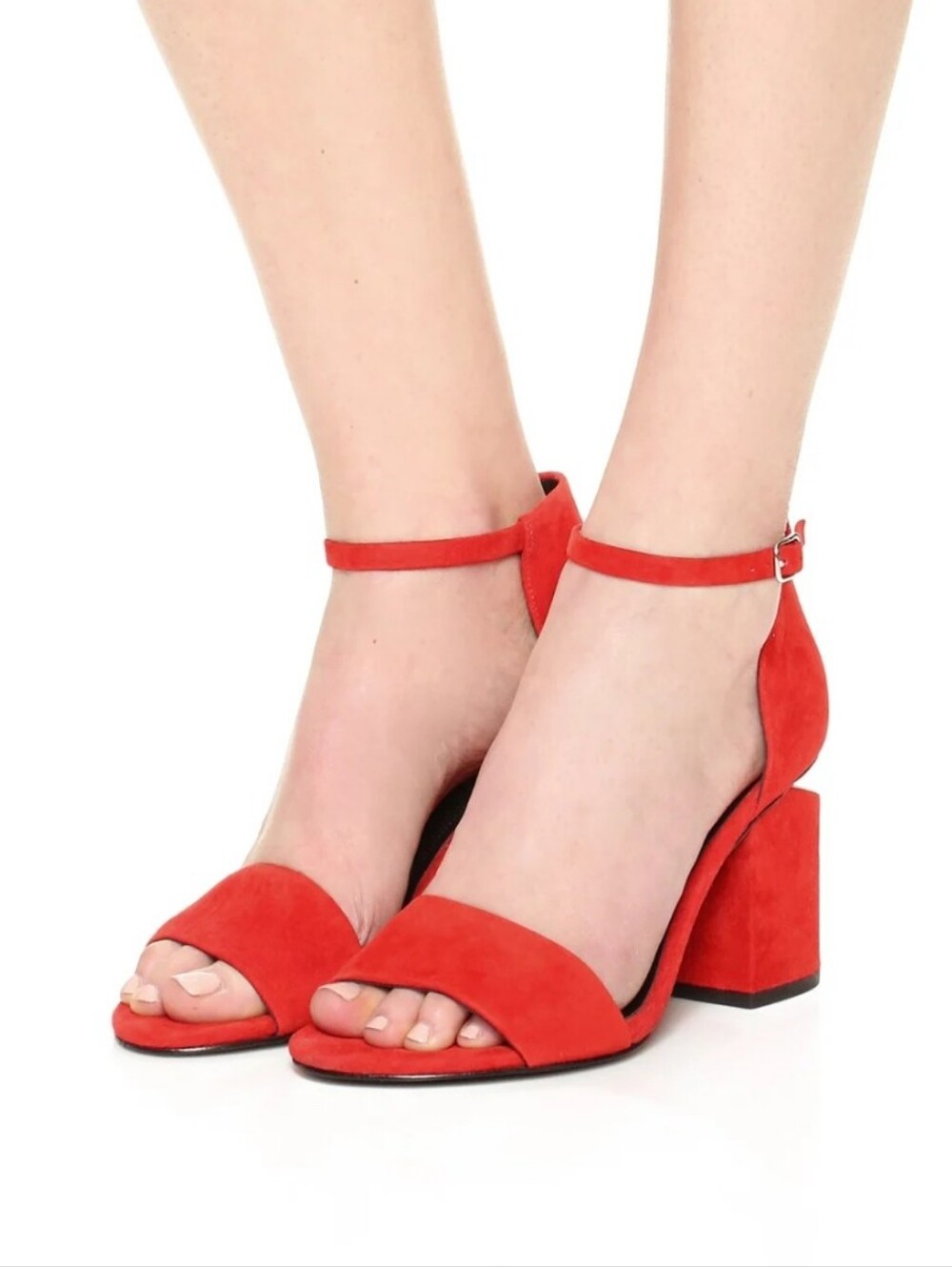 Alexander Wang Red Suede Abby Block-Heel Sandals